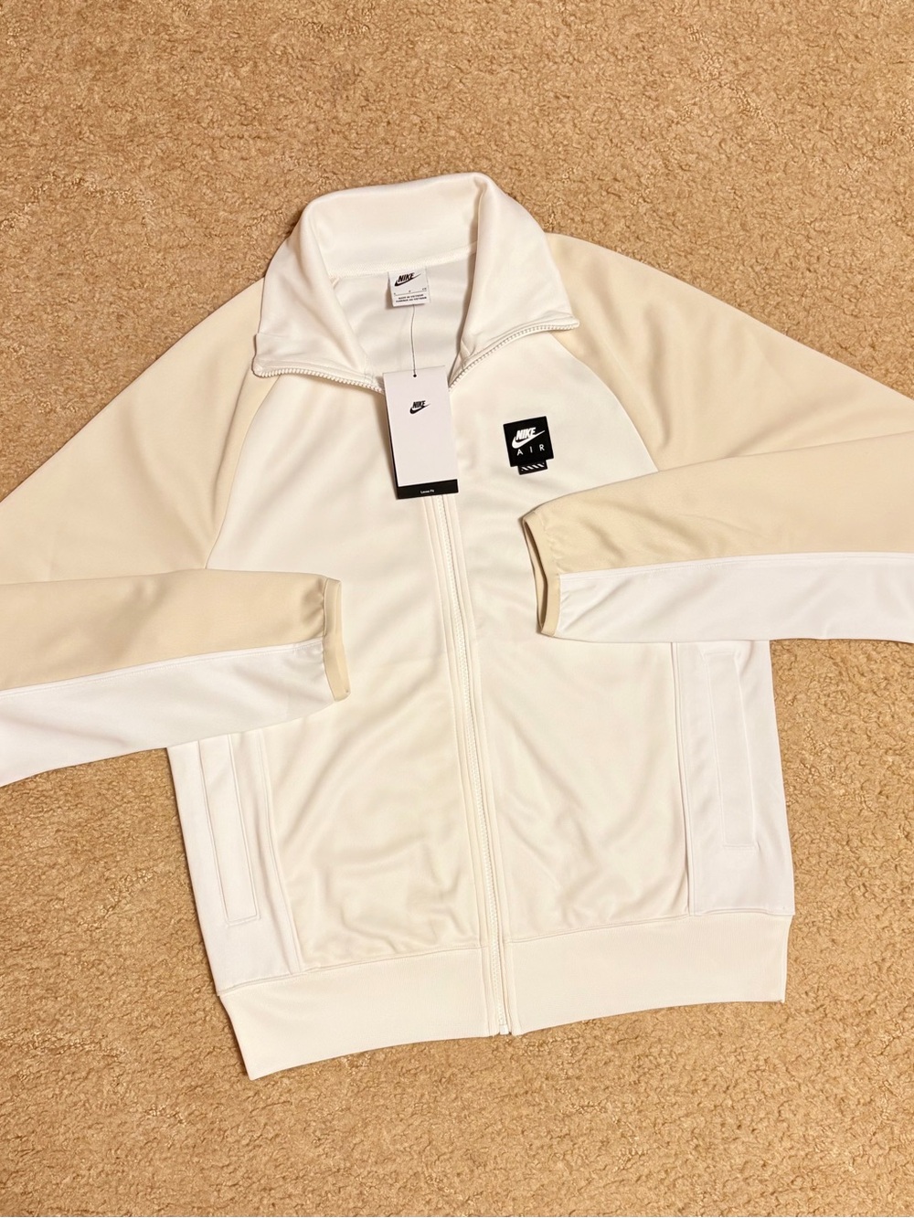 Nike Cream and White Track Bomber Jacket